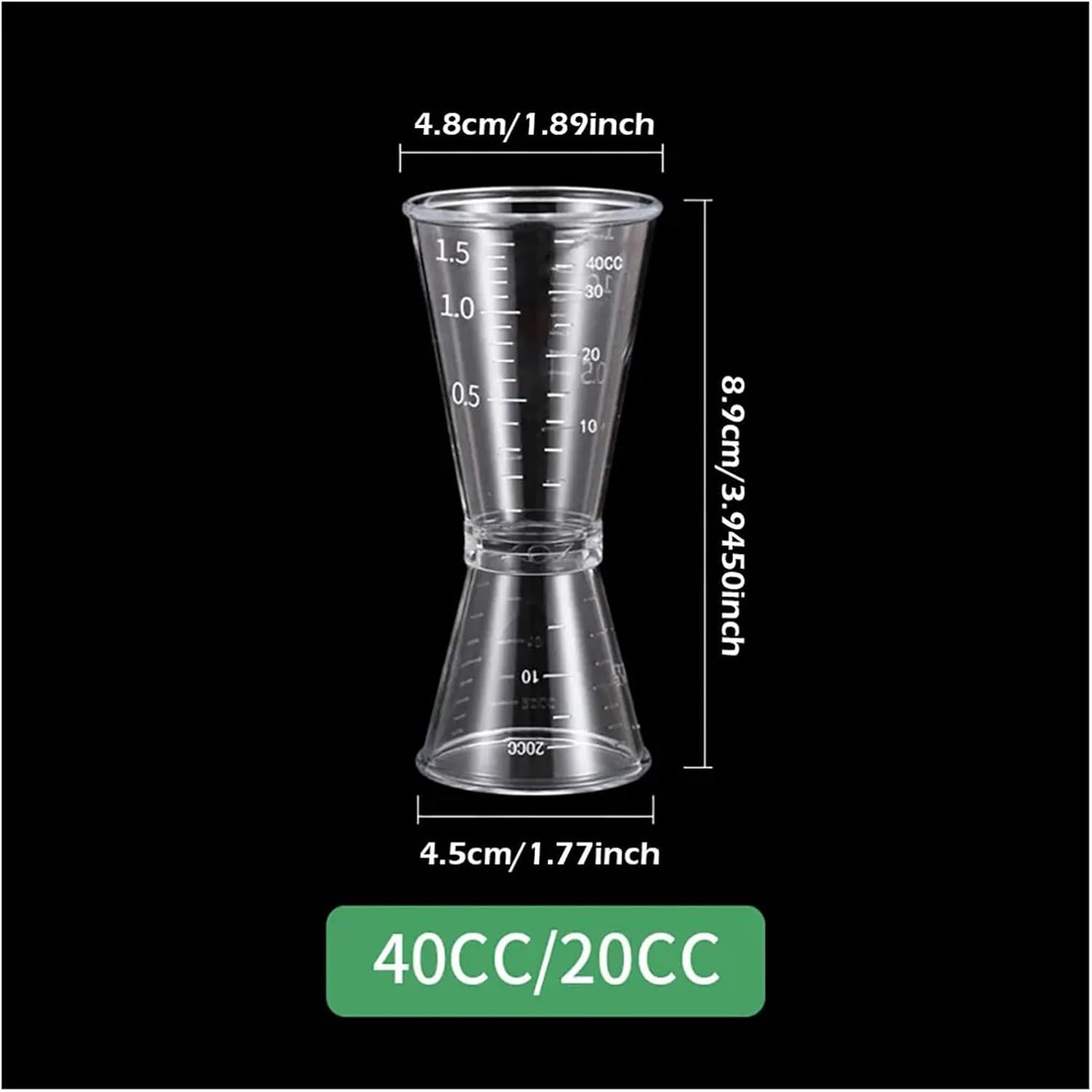 2pcs Stainless Steel Cocktail Measuring Cups – 10/20ml and 20/40ml Dual-Sided Jiggers for Bar and Kitchen Use