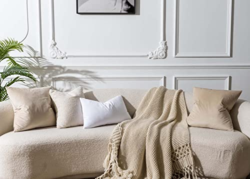 Image of JUSPURBET 20x20 Decorative Velvet Throw Pillow Covers Cases Set of 2,Khaki | Modern Soft Cushion Covers with Hidden Zipper for Couch Sofa Bed Living Room Bedroom Home Decor