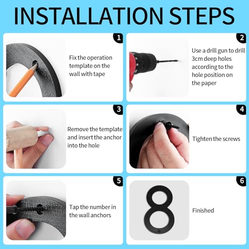 Hausnummer Schwarz, 20cm Hausnummern Groß, Schwebender Hausnummernschild, Straßennummer Türnummer aus ABS Kunststoff in 3D Effekt für Bürotüren, Briefkästen, Garagen (Ziffer 8)