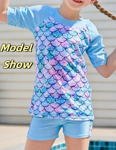 Lovekider Girls Swimsuits Two Piece Rash Guard Set Short Sleeve Bathing Suit Liner Swimwear with Sun Protection 3-12T2