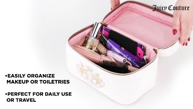 Amazon.com: Juicy Couture Gold Pink Makeup Bag Cosmetics Organizer