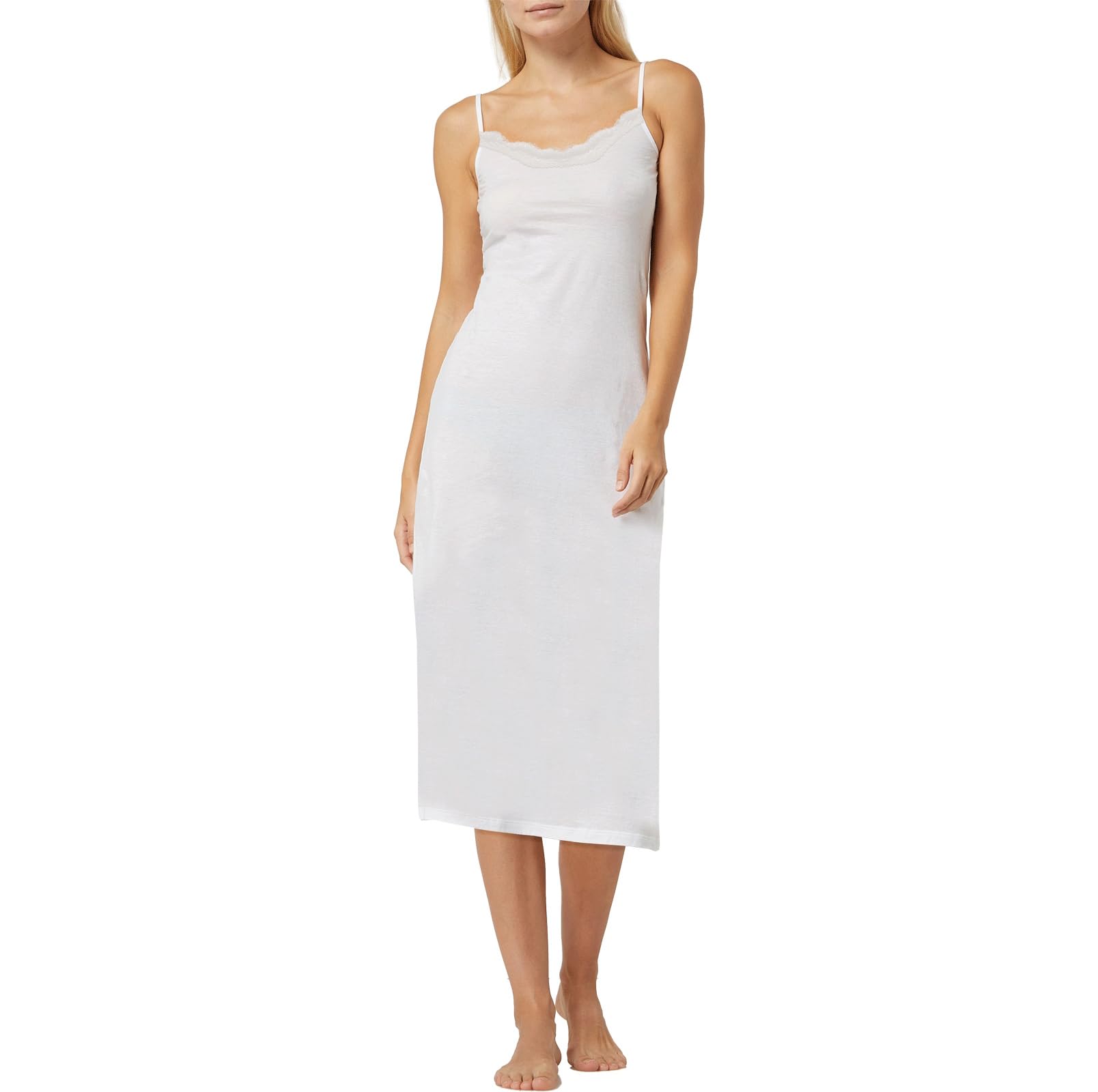 BestSale247 Vestido interior sexy para mujer con encaje – de suave tela de bambú, con tirantes ajustables, enaguas, camisón de noche