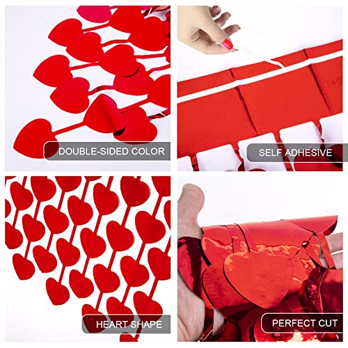 Image of LOLStar 3 Pack Valentines Decorations,Valentines Party Decoration,3.3x6.6ft Red Heart Shape Tinsel Foil Fringe Curtain Valentines Photo Backdrop,Streamer Backdrop for Birthday,Engagement,Wedding