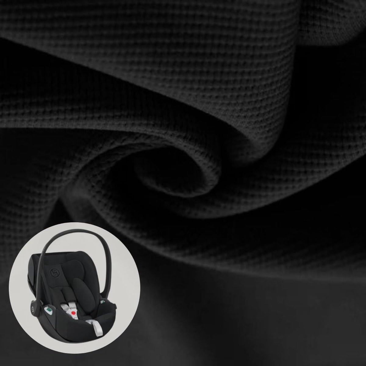 Ukje - Cybex Cloud Z Sommerbezug - Perfekte Passform - Handgefertigt in Europa - Dickes atmungsaktives Baumwollgewebe - Sommerbezug Cybex - Reduziert das Schwitzen und hygienisch… (Schwarz Waffel)