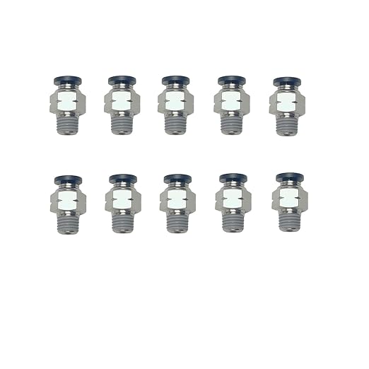 PNEUMATIC Push to Connect Fitting 1/8 Inch Tube OD x 1/16 Inch NPT Thread Male Straight Connector Air Fittings Black PC1/8-N1/16(Pack of 10)