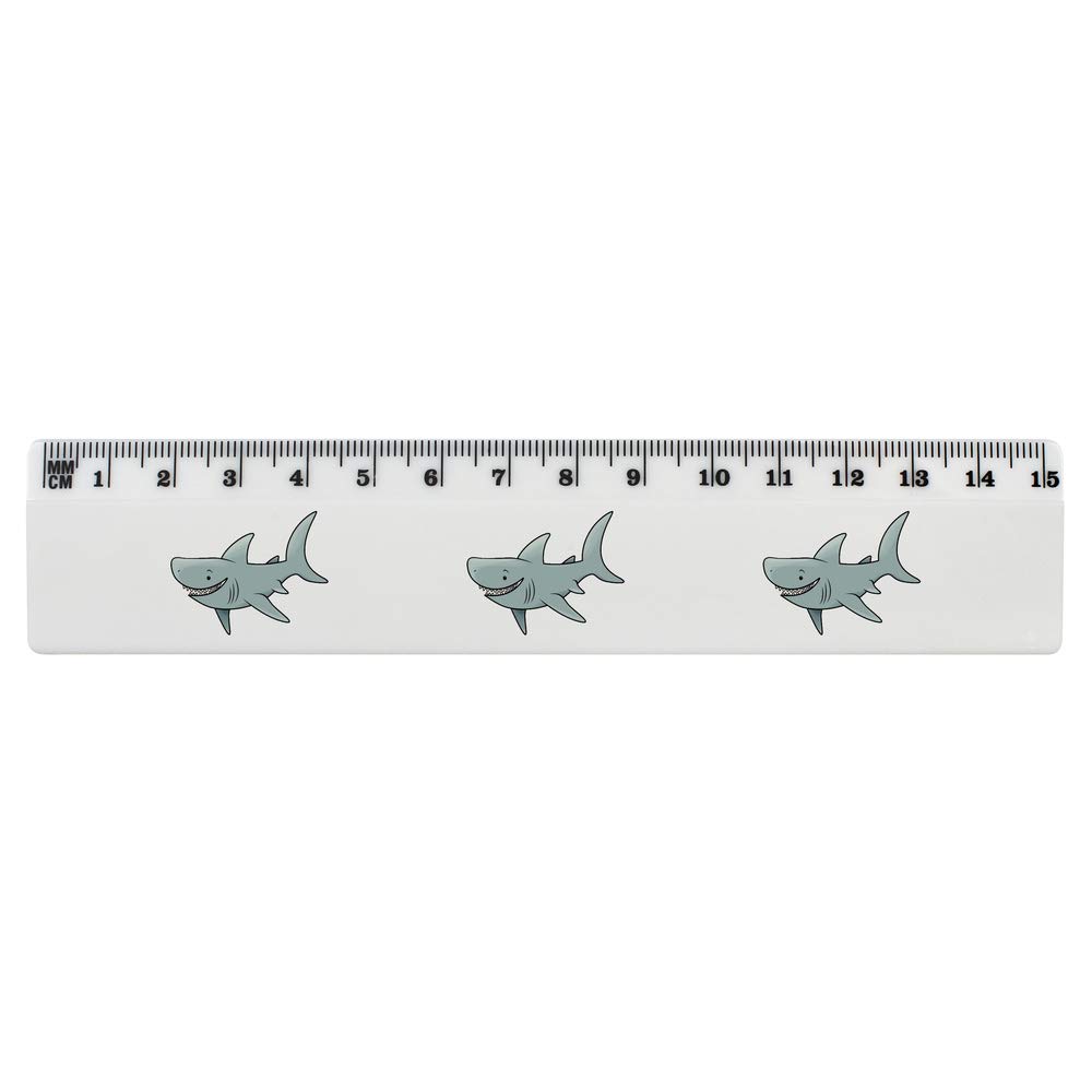Azeeda 'Happy Shark' 15cm (6 Inch) White Plastic Ruler (RL00041114)