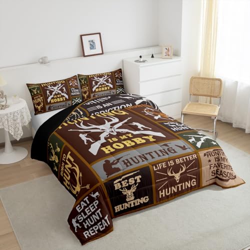 Image of Feelyou Deer Hunting Comforter Twin Size for Kids Hunting Gifts Comforter Set Boys Girls Deer Antlers Comforter Farmhouse Duvet Insert 2Pcs