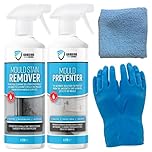 Gardian Mould Remover and Preventer Kit - Professional Anti Mould Spray Kit Includes: 1L Moulds and Mildew Remover Spray, 1L Moulds Preventer Sprays, Mould Cleaner Micro Fibre Cloth and Rubber Gloves