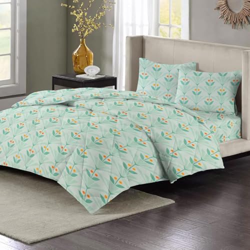 Image of HOMEKART 220 GSM Premium Reversible Microfiber AC Comforter for Double Bed | Soft, Lightweight & Breathable All-Season 3-Layer Quilted Blanket (220 x 240 cm, Bright Green)