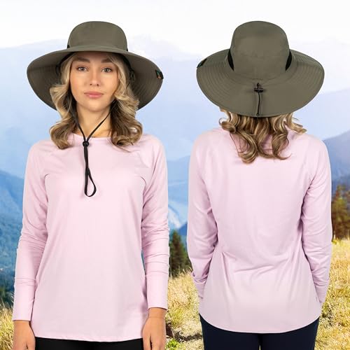 Image of SUN CUBE Wide Brim Sun Hat Men Women, Fishing Hats Sun UV Protection, Mens Hiking Bucket Hat Safari Beach Boonie, UPF 50+