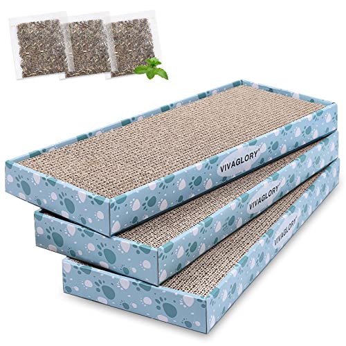 VIVAGLORY Carton à Griffer Réversible pour Chat avec Boîte, Tapis à Griffer en Carton Ondulé...