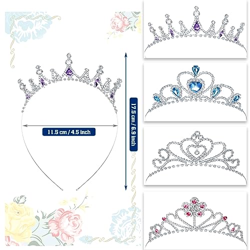 8 Pieces Girls Princess Crystal Tiara Crown Girls Princess Tutus Ballet Dance Tutu Skirts Silver Rhinestone Princess Colorful Crown Glitter Crystal Tiara Headband Princess Kids Birthday Party Favor #TOP1