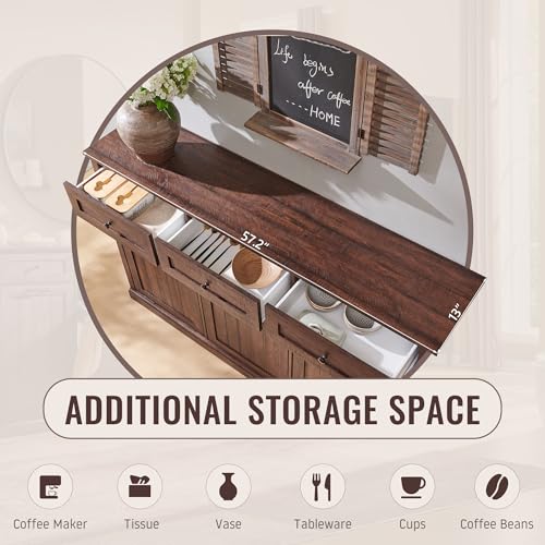 Image of IFBUY Triple Tilt Out Laundry Hamper Cabinet, Trash Cabinet, Brown