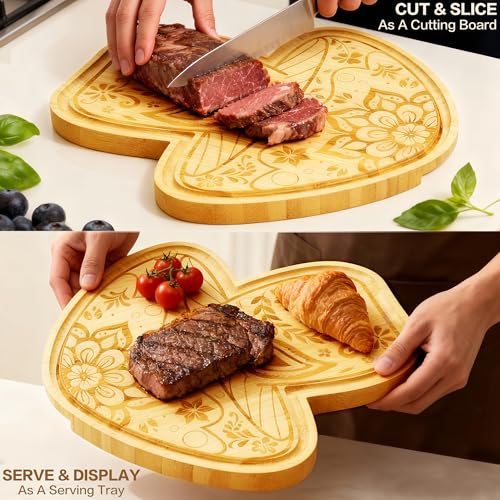 Tabla de cortar de bambú forma hongo con ranura y mango miniatura 5
