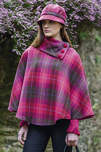 Mucros Weavers Ladies Plaid Poncho, Made in Ireland, 100% Irish Wool (Pink)4