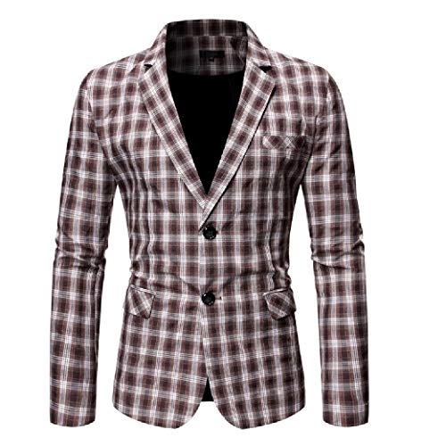 Blazer masculino Abetteric com dois botões e gola xadrez, As1, US L=China XL