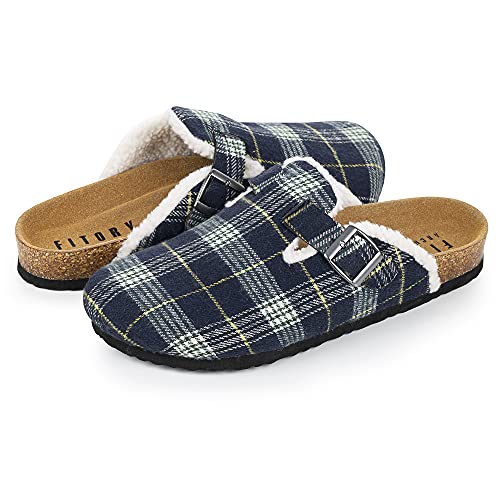 Mens Slippers with Arch Support, Cork House Slides with Adjudtable Buckle Strap and Warm Lining for Indoor Outdoors Navy Size 11 Mens Slippers with Arch Support, Cork House Slides with Adjudtable Buckle Strap and Warm Lining for Indoor Outdoors Navy Size 11