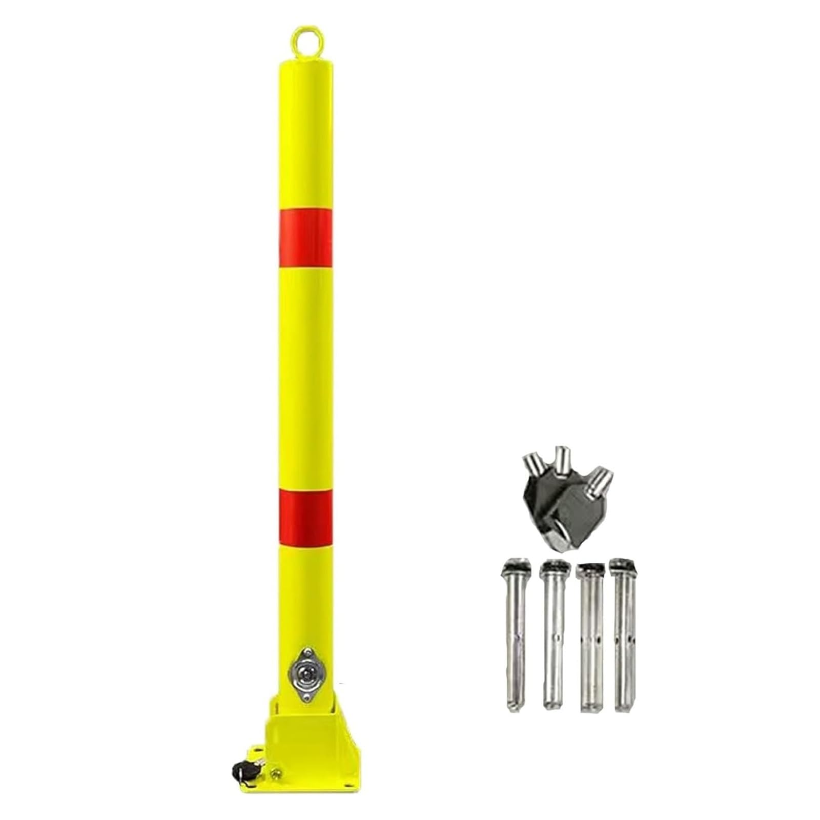 Dissuasore pieghevole di sicurezza, 80 cm, con bloccaggio alto, con rivestimento riflettente, in acciaio resistente, per vialetti, parcheggi, aree private e pubbliche, facile installazione