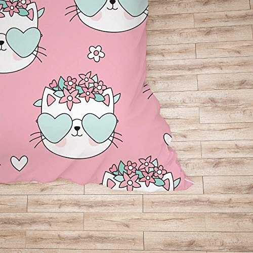 Parure de lit chat rose CHEHONG en microfibre douce avec 3 pièces - 6