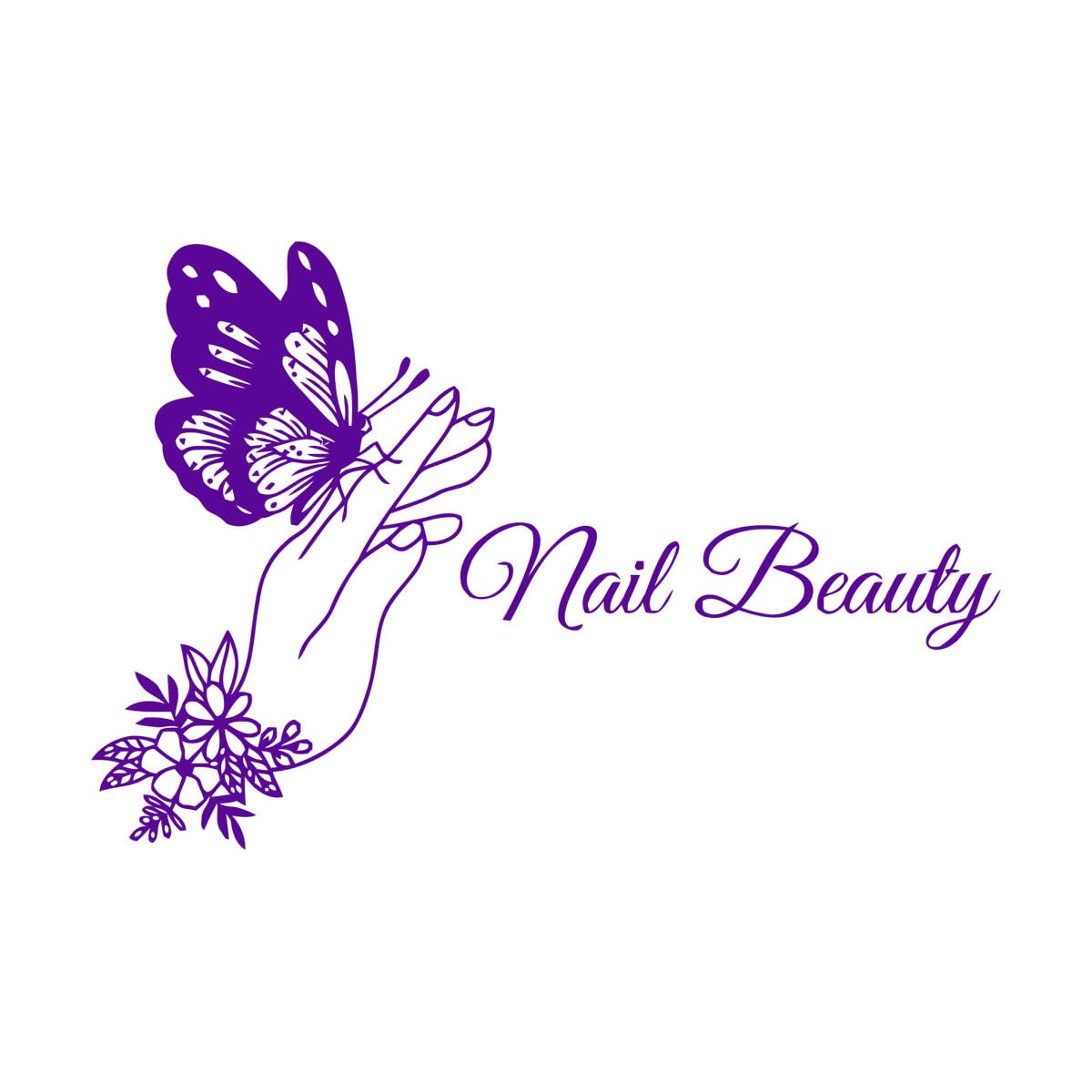 Beauty Nail Salon Butterfly Hand Glass Wall Sticker Makeup Manicure Spa Salon Window Wall Decal Shop Store Large - 59x89cm — image 1