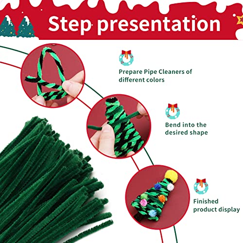 Image of Iuuidu 150PCS Pipe Cleaners Chenille Stem, Dark Green Pipe Cleaners | Craft Pipe Cleaners DIY Craft, Fuzzy Sticks Pipe Cleaners Bulk for Arts and Crafts, Xmas Home Decoration