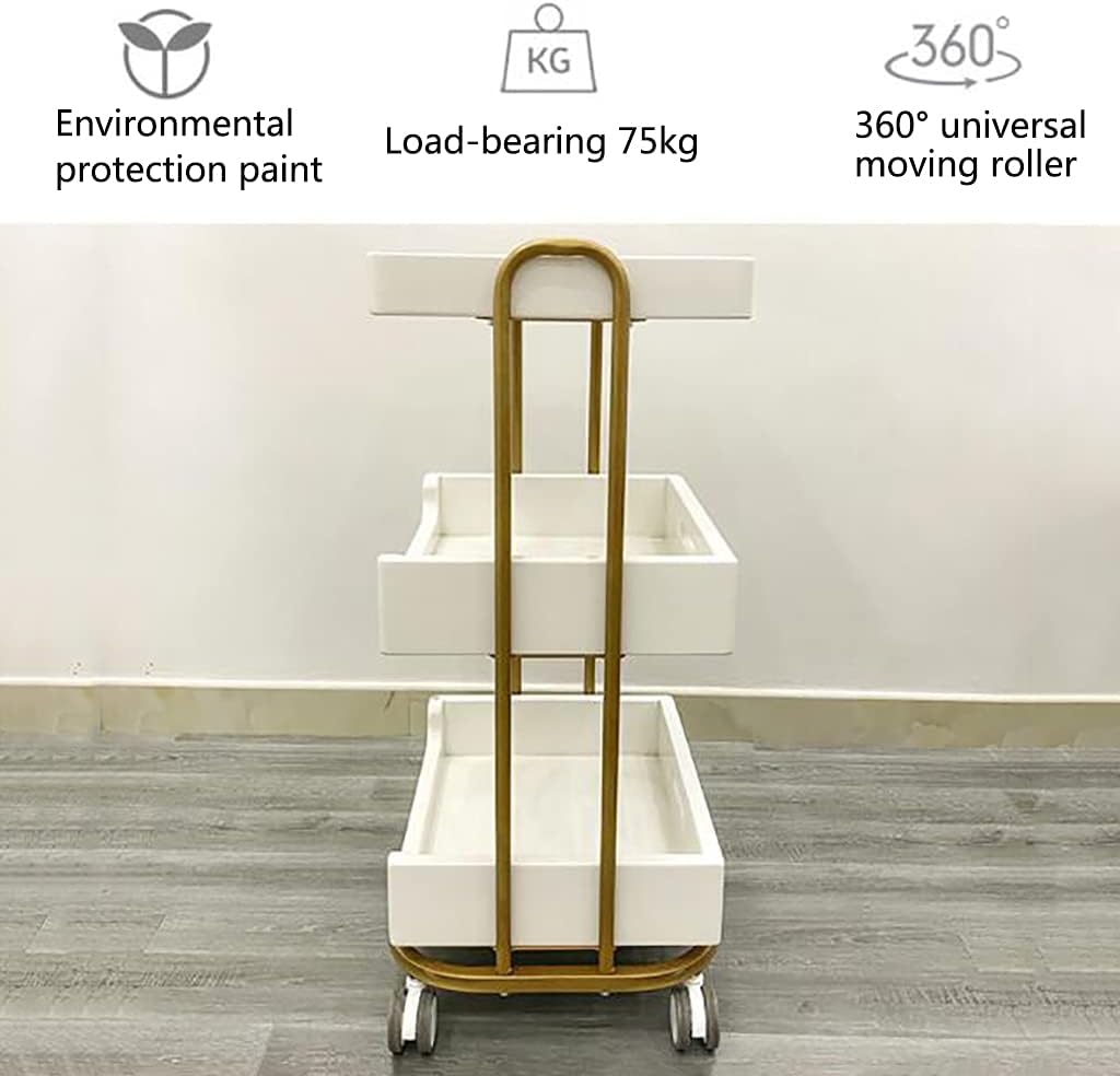 Multifunctional Storage Mobile Rack for Beauty Cart Trolley White Gray Optional 50x38x86cm Equipped with 360° Universal Moving Roller Paint Process (Gray)