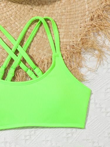 Image of Milumia Girl's 2 Piece Swimsuits Criss Cross Spaghetti Strap Bikini Sets Beachwear Bathing Suit