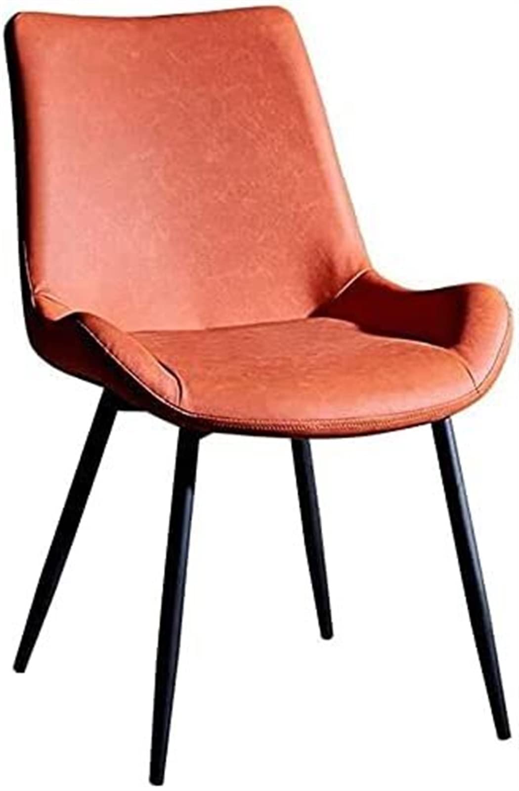 SJIALEN 1 Pcs Modern Dining Chair, Metal Feet Office Meeting Room Reception Chair PU Leather Backrest Kitchen Chair Kitchen Chair (Color : Orange, Size : 45x49x84cm)