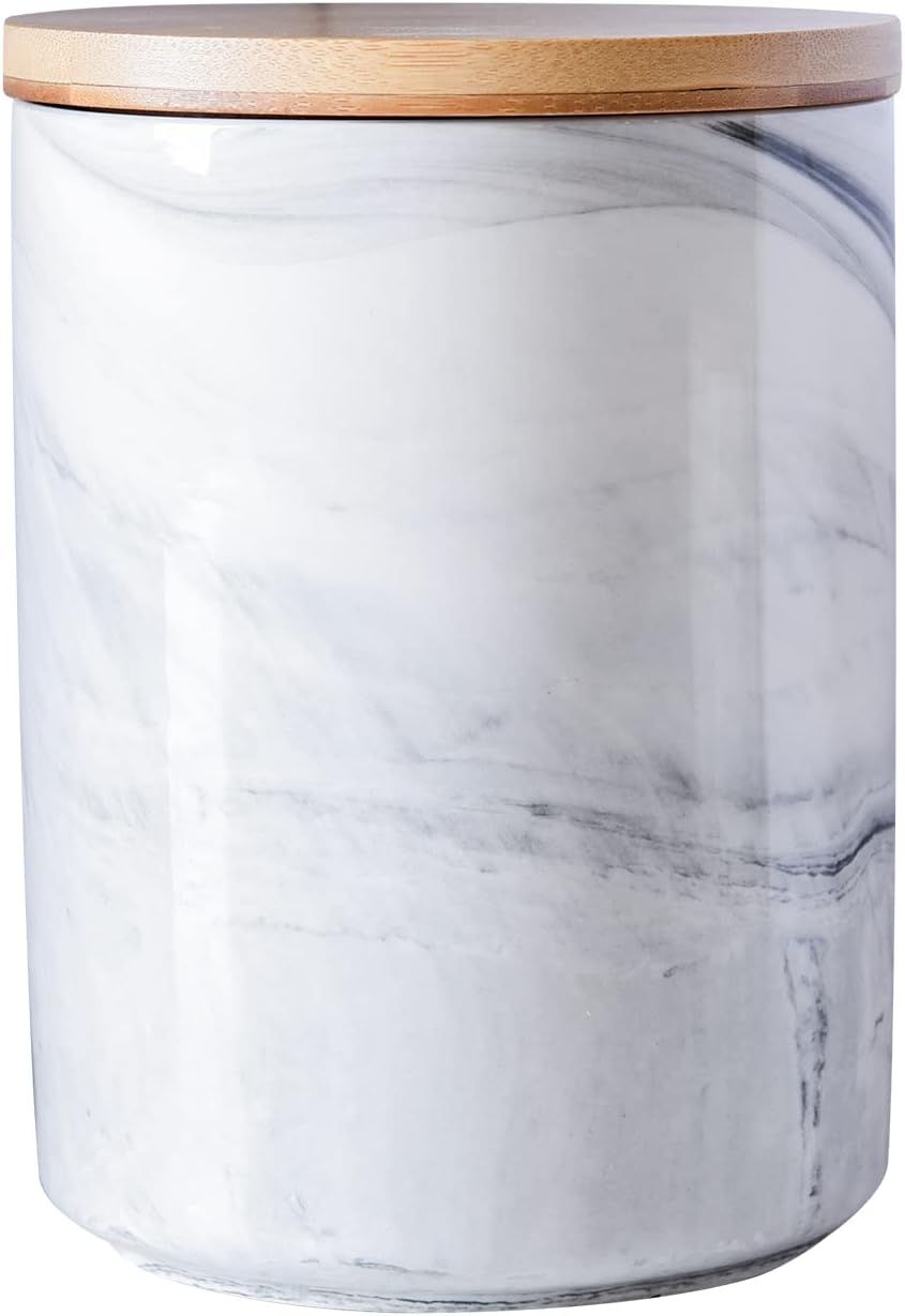 similar product dark gray Yundu 40 FL OZ/1180ML Kitchen Canister, Grey Marble Ceramica Food Storage Jar with Bamboo Lid for Ground Coffee, Flour, Tea, Sugar, Airtight Coffee Container Gray