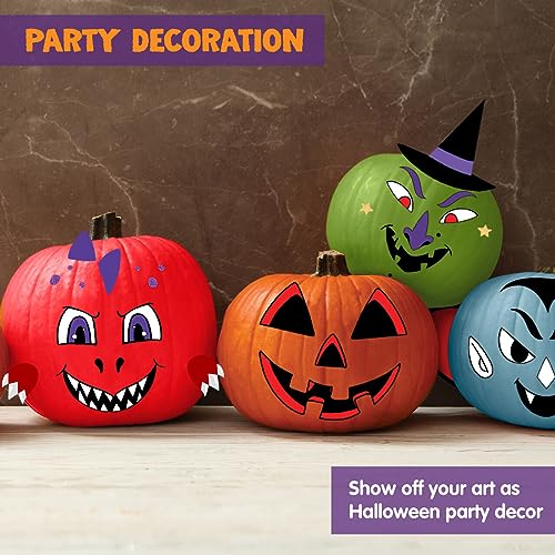 Image of Klever Kits Halloween Pumpkin Decorating Kit, Halloween Painting Kits Party Favors for Kids, Arts and Craft Party Supplies, DIY Coloring Pumpkin Decorations, School Activities Games