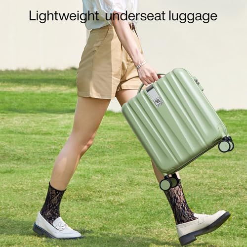 Image of Hanke 16 Inch Underseat Carry on Luggage with Wheels,Small Hard Shell Suitcases for Weekender,Travel Approved Lightweight Travel Luggage Suitcase for Womem Men,Bamboo Green.