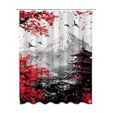 Cortina de Ducha 180x180 cm, Cortina Baño Gris Cortinas Ducha Impermeable, Lavable con 12 Plastico Ganchos, Idílico Shower Curtain Secado Rápido Dobladillo Ponderado para Baño Bañera Regalo Mujer P-75