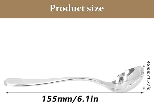 Miniatura 2 de Cuchara de café profesional de 6.1 in6,1 pulgadas, taza redonda de acero inoxidable 304, cuchara medidora de espuma de leche, postre para pastel,
