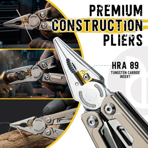 Image of BIBURY 24-in-1 Titanium Multitool Pliers, 8.7oz Ultra-Light EDC Pocket Tool with Sheath & Belt Clip, Aerospace-Grade Titanium Handle for Camping, Hiking, DIY, Gift for Men - 2048DT