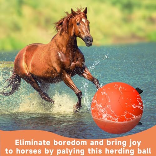 Image of QDAN Herding Ball for Dogs, 25 inch Dog Balls with Straps, Giant Dog Toys Horse Toy, Dog Herding Ball for Australian Shepherd, Orange