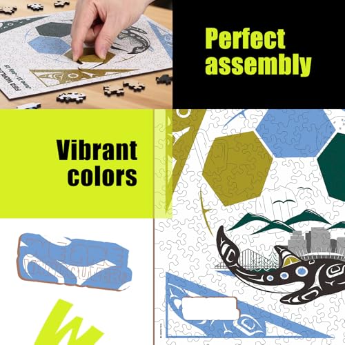 Image of FIFA World Cup 2026 City Puzzle Vancouver Poster Wooden Jigsaw Puzzle for Adults, Official Licensed Soccer Sports Puzzles, 200 Pieces Home Decor Gift for Fans, 9.3x11.8''