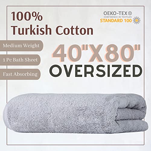 Textilom 100% Turkish Cotton Oversized Luxury Bath Sheets, Jumbo & Extra Large Bath Towels Sheet For Bathroom And Shower With Maximum Softness & Absorbent (40 X 80 Inches)- Light Grey #TOP1