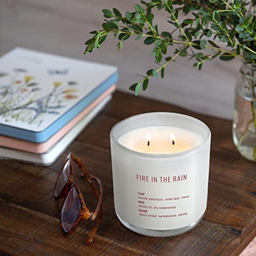 Scented Candle By Studio Oh! - 14-Ounce Double-Wick Signature Collection Fragrance-Infused Coconut-Soy Blend Wax Jar Candle - Fire In The Rain - Burns Up To 40 Hours #TOP5