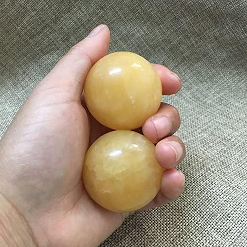 1 par de bolas de jade natural de 1969in balonmano de fitness esfera de cuarzo relajación de mano muñeca de ejercicio jade amarillo