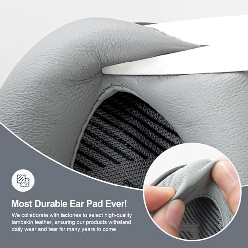 Aurivor Almohadillas de Cuero para Auriculares Bose QuietComfort QC-35 QC-35-ii QC-25 QC-15 QC-2, Cubiertas de Repuesto en Piel de Cordero para Ae2/Ae2i/Ae2W SoundLink SoundTrue Auriculares Circumaurales (Gris Plateado) miniatura 5