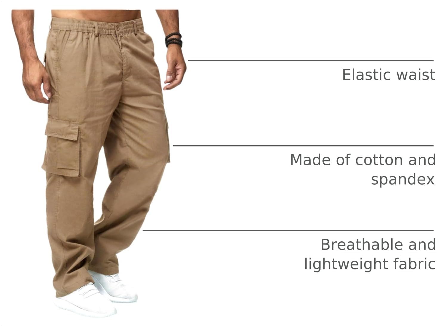 Mens Cargo Pants Casual Joggers Sweatpants Athletic Workout Hiking Pants with Multi-Pockets image 4