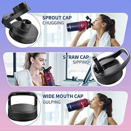 Aexpf 32 Oz Water Bottles With Sleeve, Metal Thermos Water Bottle With Straw, Reusable Leakproof Water Jugs For Drinking, Insulated Water Flask For Gym Camping, Ruby Red Na #TOP2