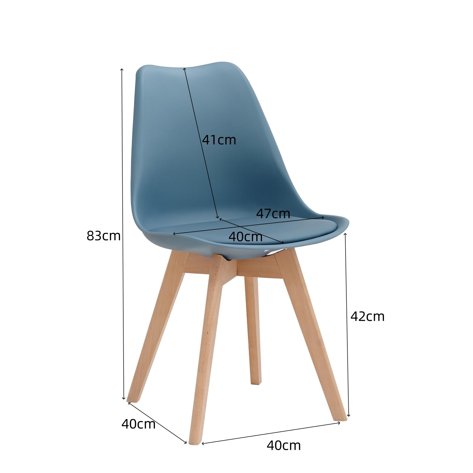 Juego de 6 Sillas de Comedor, Sillas de Cocina Nórdicas, Sillas de Oficina con Patas de Haya Maciza para Dormitorio, Sala de Estar, Cocina - Azul Oscuro