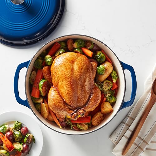Amazon Basics Enameled Cast Iron Round Dutch Oven with Lid and Dual Handles, Heavy-Duty & Large, 7.3-Quart, Navy - Image 7