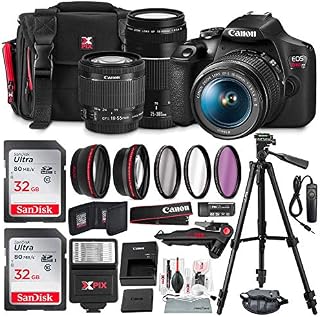 Canon T7 EOS Rebel DSLR Camera with 18-55mm and 75-300mm Lenses Kit +