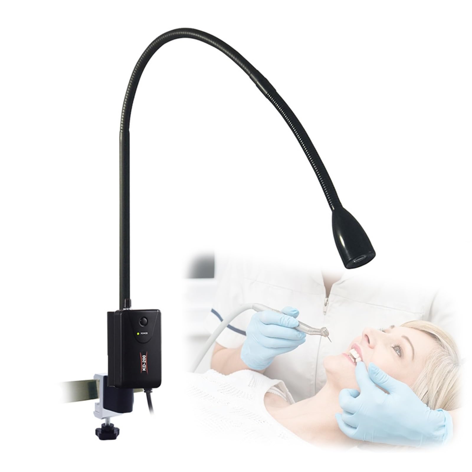 Generico Lampada chirurgica a LED con Collo D'Oca, Lampada per Visita Medica con luminosità Regolabile e Morsetto a Binario per ginecologia ambulatoriale