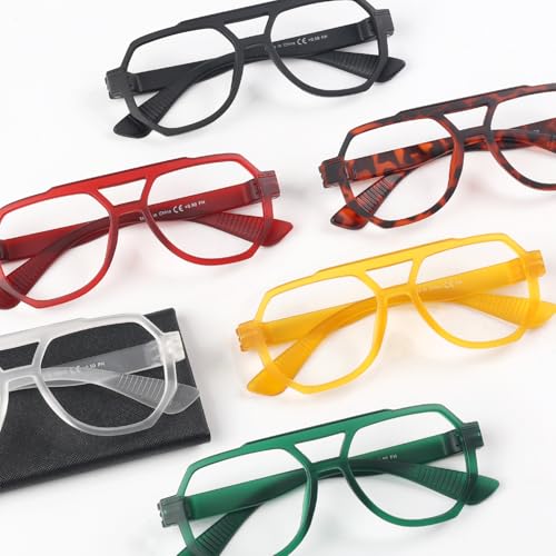 Image of Eyekepper Metalless Screwless Spring Hinge Reading Glasses for Women - 6 Pack Oversize Pilot Readers +3.75