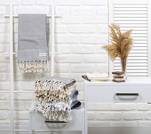 Bersuse 100% Cotton Ventura Turkish Towel - 37X70 Inches, Anthracite #TOP2