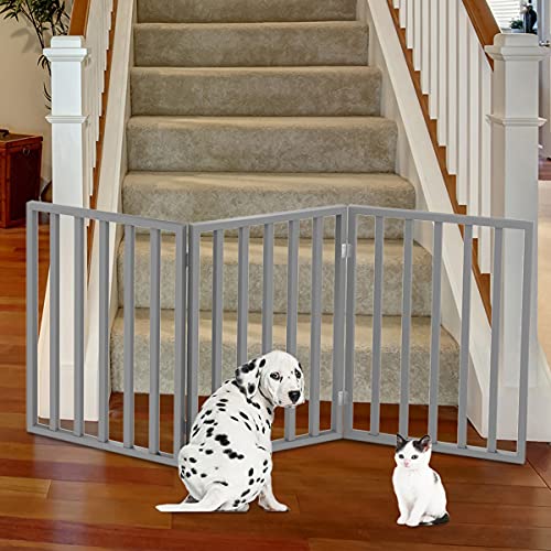 Indoor Pet Gate - 3-Panel Folding Dog Gate for Stairs or Doorways - 54x24-Inch Freestanding Pet Fence for Cats and Dogs… - Image 2