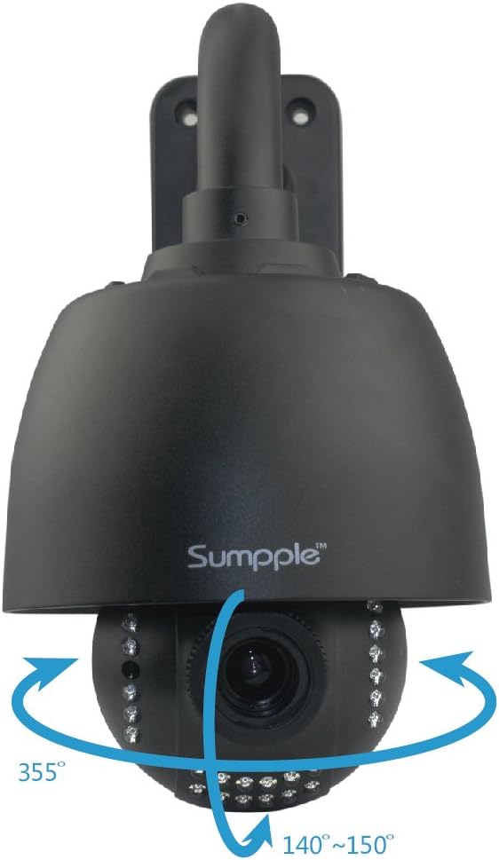 Sumpple 4X Optical Zoom Outdoor PTZ 960P Auto Focus Camera, WiFi Security Dome Camera Motion Sensor Activated with 4G SD Card Waterproof Infrared Night Vision Up to 98ft, Email Alarm, Video Playback